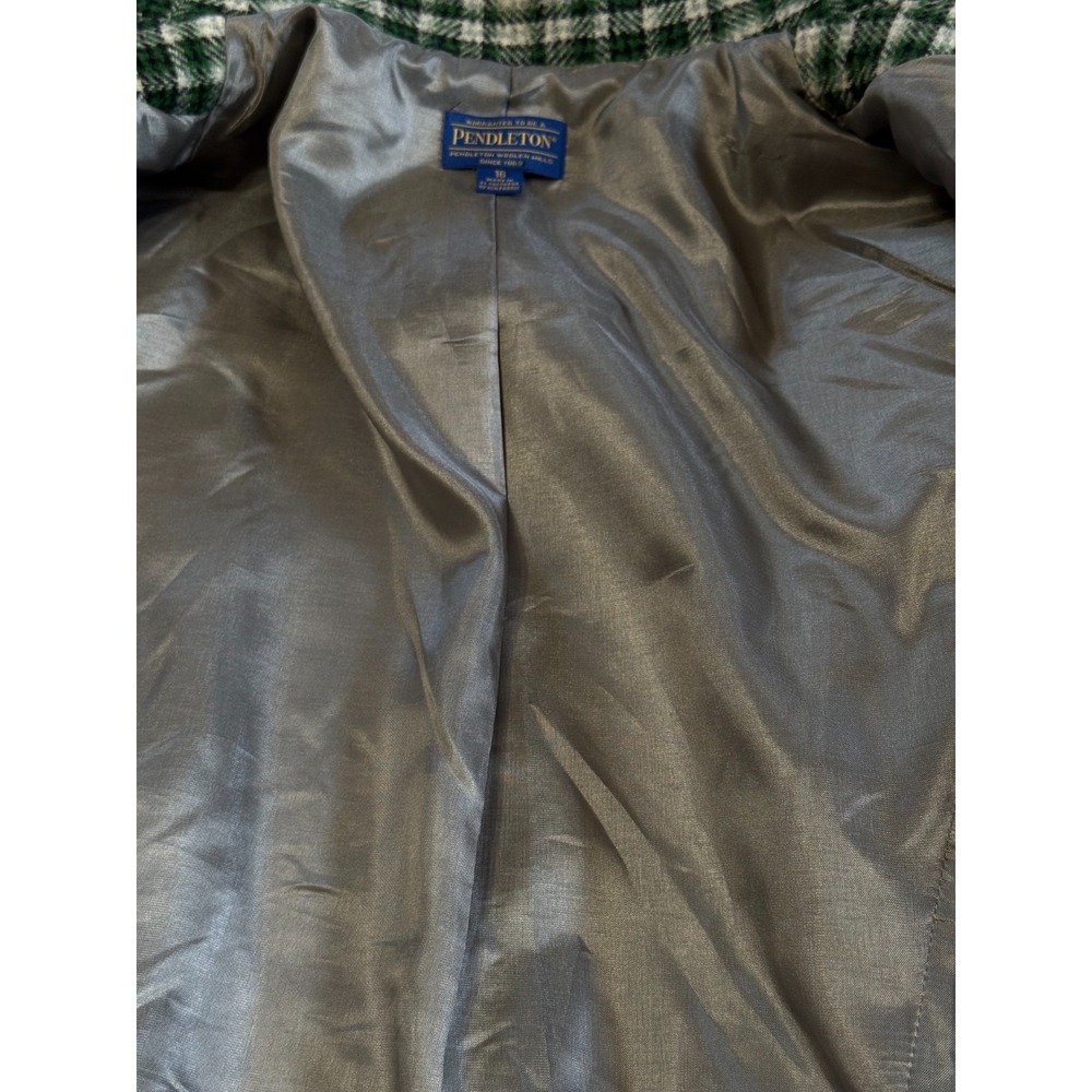 Vintage Pendleton Green Plaid Blazer Dark Academia Tartan Jacket Lambs Wool 16 - Picture 4 of 6